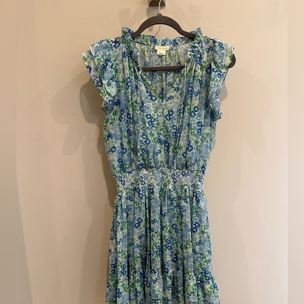 Shoshanna Eledie Floral Mini Dress Blue and Green